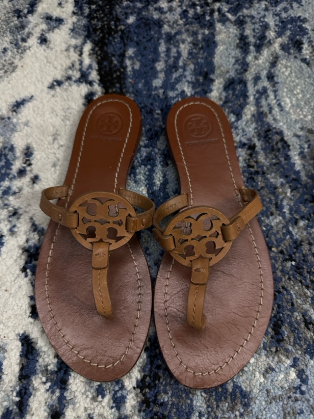 Tory Burch Miller Leather Thong Sandals - Tan/Brown